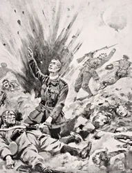 Révérend John Gwynn aumônier des Irish Guards donnant le dernier sacrement à un soldat allemand mourant juste avant d